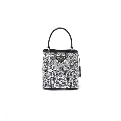 PRADA PANIER SATIN BAG WITH CRYSTALS 1BA373 (16*15*9.5cm) 